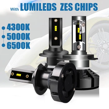 

hlxg 2PCS Turbo Led H7 with LUMILEDS ZES Car Headlight Bulbs Mini LED 6500K h11 H4 hi lo beam led H8 fog light Car Styling