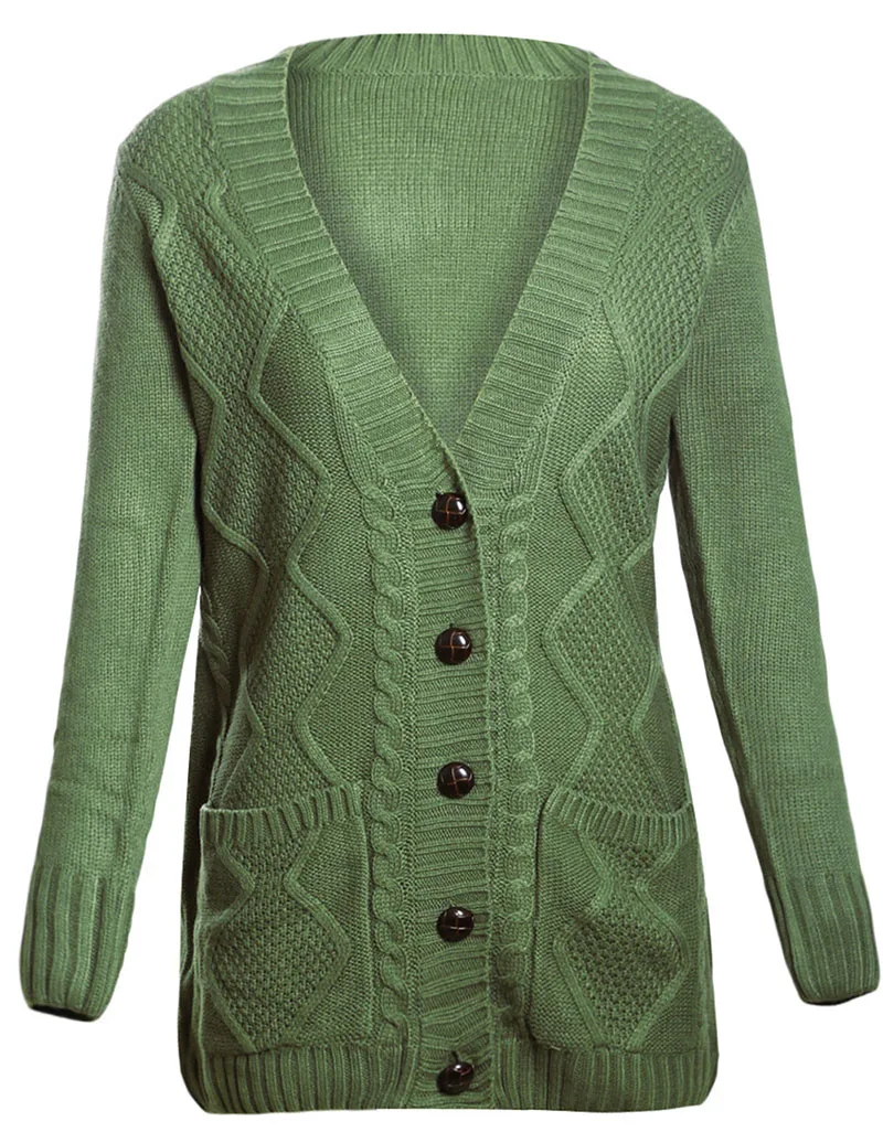 Green-Front-Pocket-and-Buttons-Closure-Cardigan-LC27837-9-6