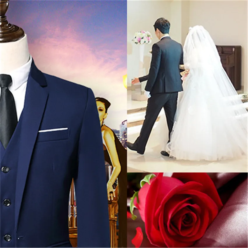  Royal Blue Groomsmen Wedding Suits Shawl Black Lapel Groom Tuxedos One Button Men Suits Sets (Jacke