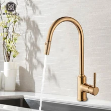 Матовый золотой кухонный кран с одной ручкой выдвижной кухонный смеситель краны горячей и холодной воды на бортике