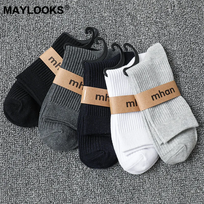 Maylooks осенне зимние носки двойные вертикальные мужские без пятки дикие чистый