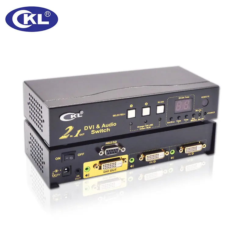 CKL-21D 2x1 2 Порты и разъёмы переключатель dvi PLC сплиттер 2in 1out. 3D 1080P для монитора ПК с ИК-пультом дистанционного управления, RS232 управления