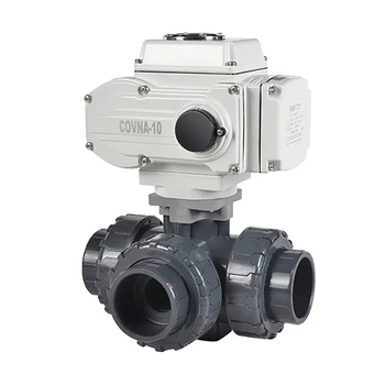 

DN32 General Application 3 Way Double Union Economic Plastic UPVC PVC Electric Actuator Motorized Ball Valve AC/DC24V 220V