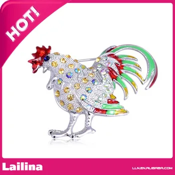 

Silver Tone Crystal Rhinestone Multicolor Enamel Hen Chicken Pin Brooch