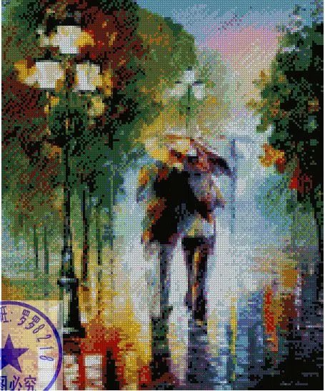 

Top Quality cross stitch kit raining lover in the rain Love