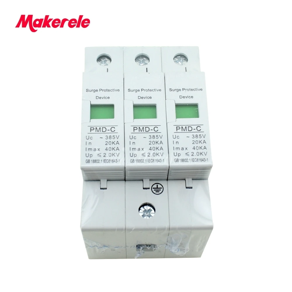 

Hot sale SPD 3P 20KA~40KA ~385VAC House Surge Protector Protective Low-voltage Arrester Device