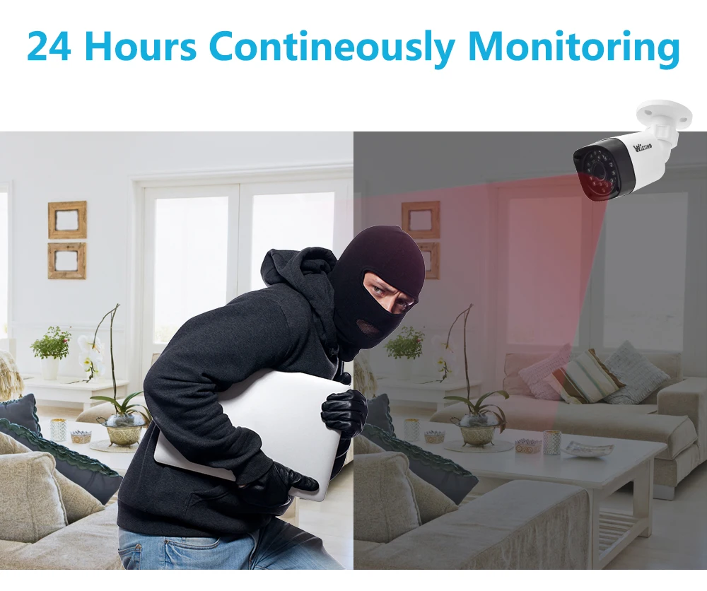 Wistino 2MP CCTV Security System Kit Mini NVR H.265 1pcs IP Camera Outdoor Night Vision Surveillance Monitor Kits XMeye 1MP 960P (12)