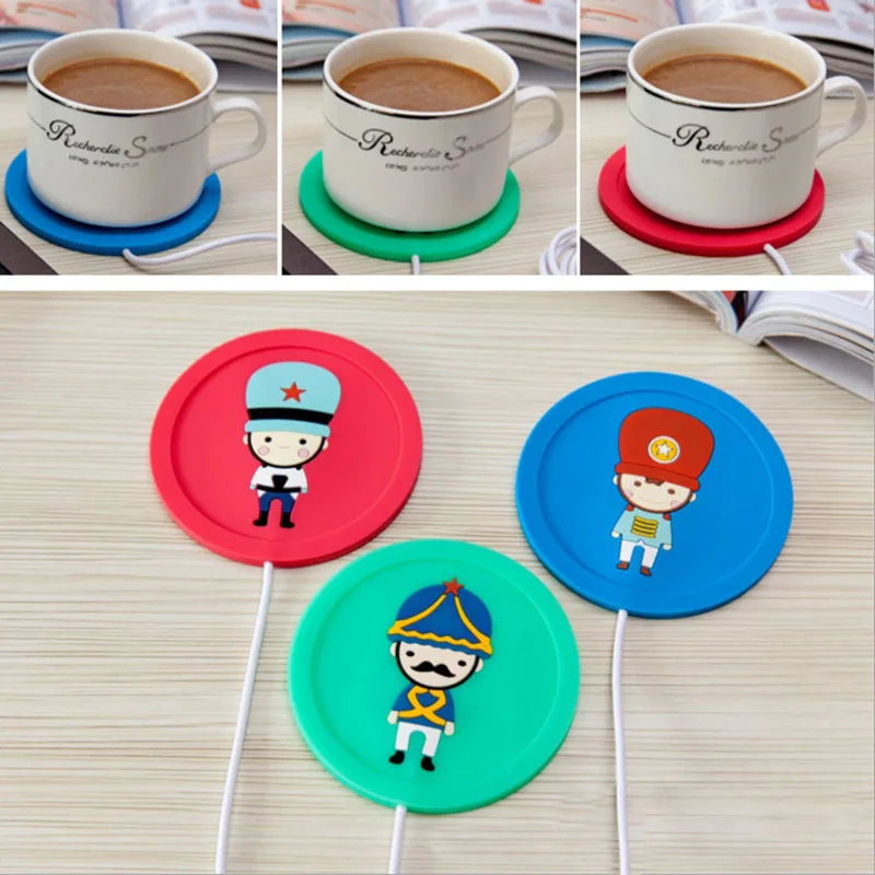 Новый мультфильм солдат дизайн силиконовые USB Coaster чашки Отопление кофе чай