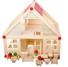 Free Shipping Baby Toy My Small Villa Child Pretend Play Toys Wooden Toys Model Building Kits