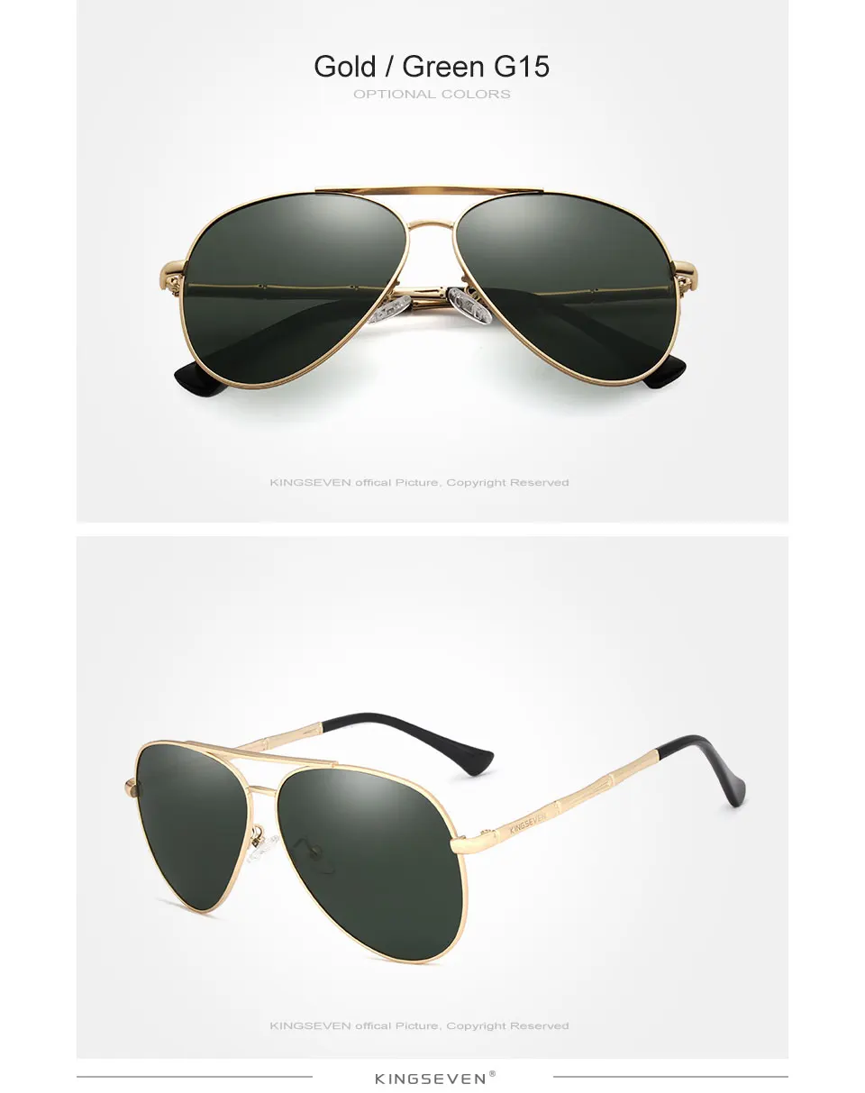 KINGSEVEN, брендовые Новые поляризованные солнцезащитные очки для мужчин, дизайн с интервалами пилотов, серебристая оправа, солнцезащитные очки для мужчин/женщин, N7953