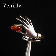 Venidy New High Quality Natural Fire Opal Ring Vintage Resizable Female 925 Sterling Silver Fine Jewelry Wedding Rings For Women