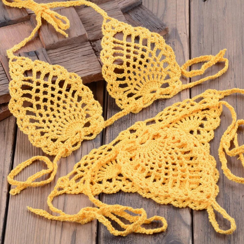 Micro Bikini de ganchillo hecho a mano conjunto negra de lencería Sexy Mini Bikini Sunbathing Micro traje de baño más colores 2019 oferta
