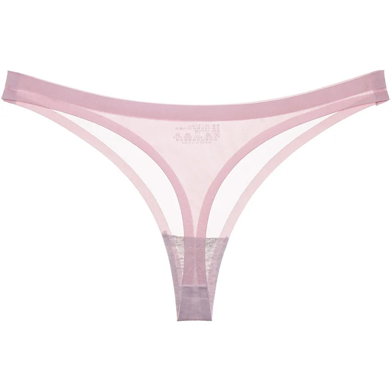 

2019 Women Ice-silk Seamless Panties One-piece Solid Colour Thong Sexy Panties For Women G String Underwear Lingerie Plus Size