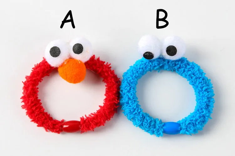 100 pcs lot Anime Sesame Street plush hand strap hair bands ELMO rubber band bracelet girls