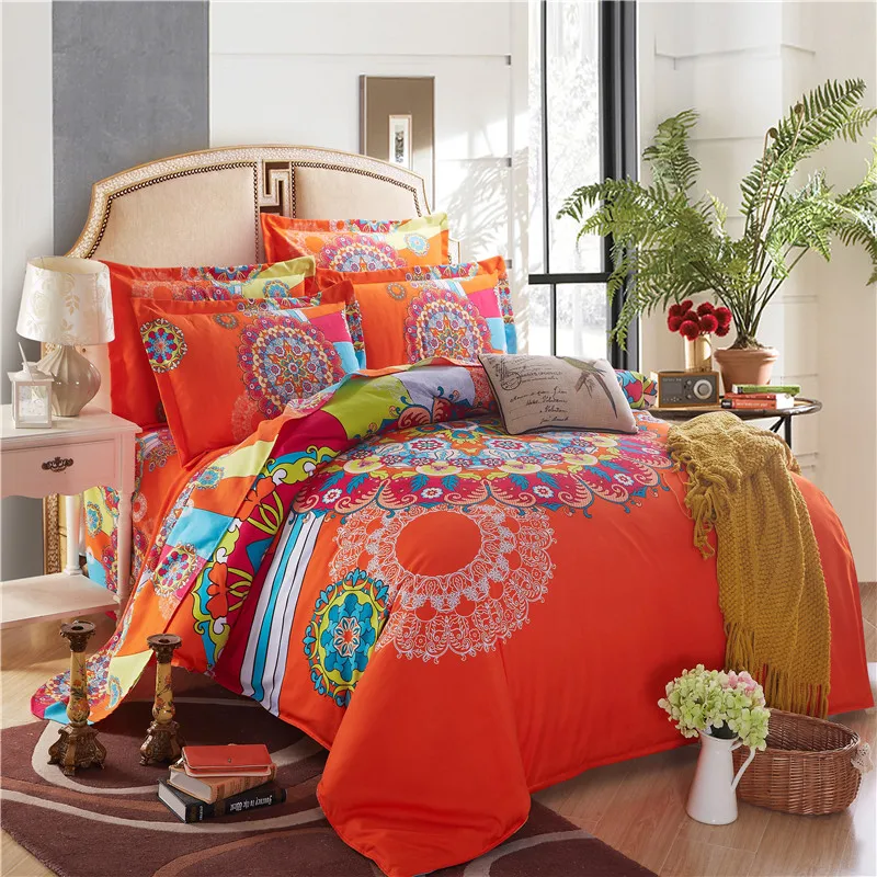 MIFE New Chinese Style Bedding Set Floral Pattern Printing Duvet Cover