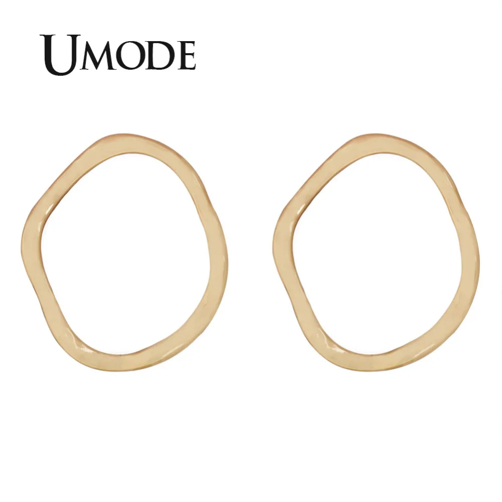 

UMODE 2018 New Fashion Gold Color Hoop Earrings for Women Unique Design Earring Bijoux Simple Distorted Loop Jewelry New AUE0426