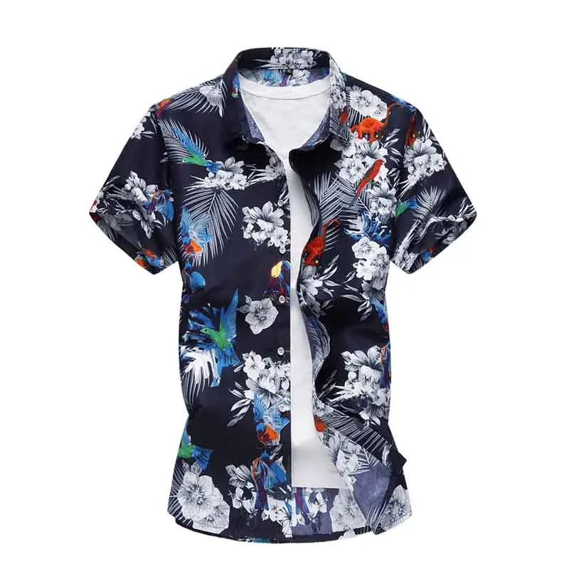 زائد حجم 4XL 5XL 6XL 7XL قمصان رجالي الصيف الرجال ملابس قصيرة الأكمام تصميم الأزهار قمصان الترفيه عطلة الشاطئ قميص هاواي صيفي