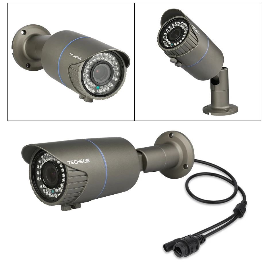Techege HD 4.0MP H.265 2,8-12 мм моторизированный зум-объектив 2592*1520 ip-камера наружная Всепогодная цилиндрическая камера DC12V/48 P POE