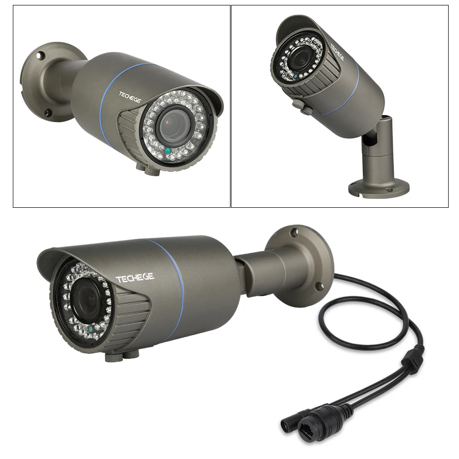 Techege HD 4.0MP H.265 2.8-12mm Motorized Zoom Lens 2592*1520 ip camera outdoor weatherproof bullet
