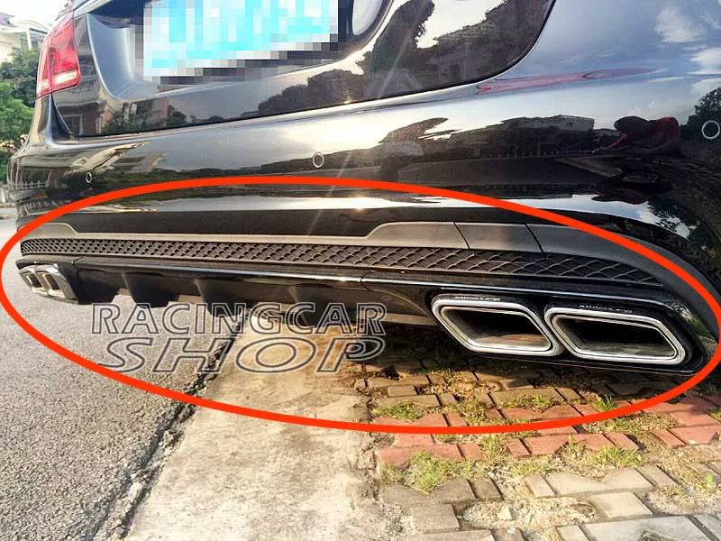 E63 Style Black Series diffuser/Exhaust Tips combo For Mercedes W212 E-Class E200 E220 E250 E300 E350  E500 E550 AMG Sport Bumper 2014UP