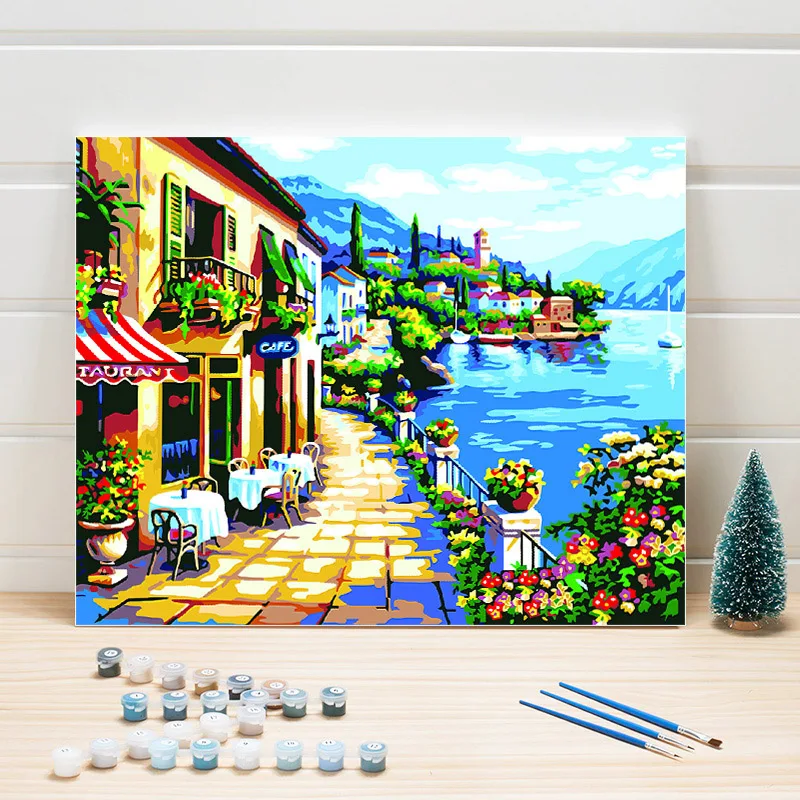 

Paint By Number Package Landscape Oil Painting Digital Module Coloring Arts Picture For Living Room Wall Decoration Woman Adults