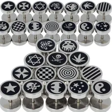 1 шт., нержавеющая сталь, простые мужские серьги-гвоздики, штанга, серьги с символом Бэтмена, Ушная пробка, носилки, калибр, иллюзия, женские Украшения для пирсинга тела