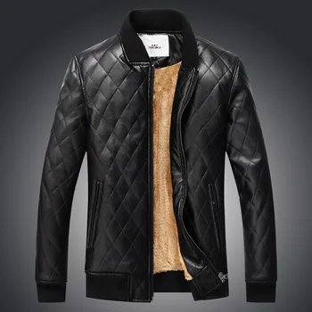 

Europe New 2017 Winter Men's Fashion Pu Leather Wide Waisted Jackets Coats With Fleece Male Oversize Plus Velvet Outwear Brand