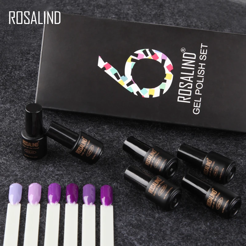 

(6PCS/LOT) ROSALIND 7ML Nail Set Soak off UV LED Nail Polish Long-lasting Set for Manicure gel lacquer