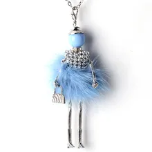 Новое модное Кукольное ожерелье! Зима, различные цвета, меховая кукольная подвеска, ожерелье, Женские аксессуары, ювелирные изделия, женские подарки, хит