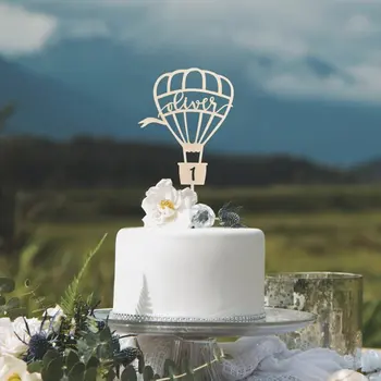 

Custom Name Hot Air Balloon Cake Topper Personalized Wooden Baby's Birthday Gift Cake Topper Baby Shower Party Decoration