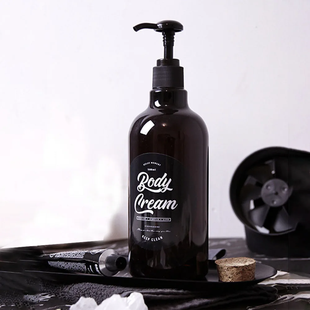 

Nordic Bath 500ml Body wash Bottle Chic Plastic Shampoo Hair Conditioner Bottle Portable Brown Liquid Storage Bottle