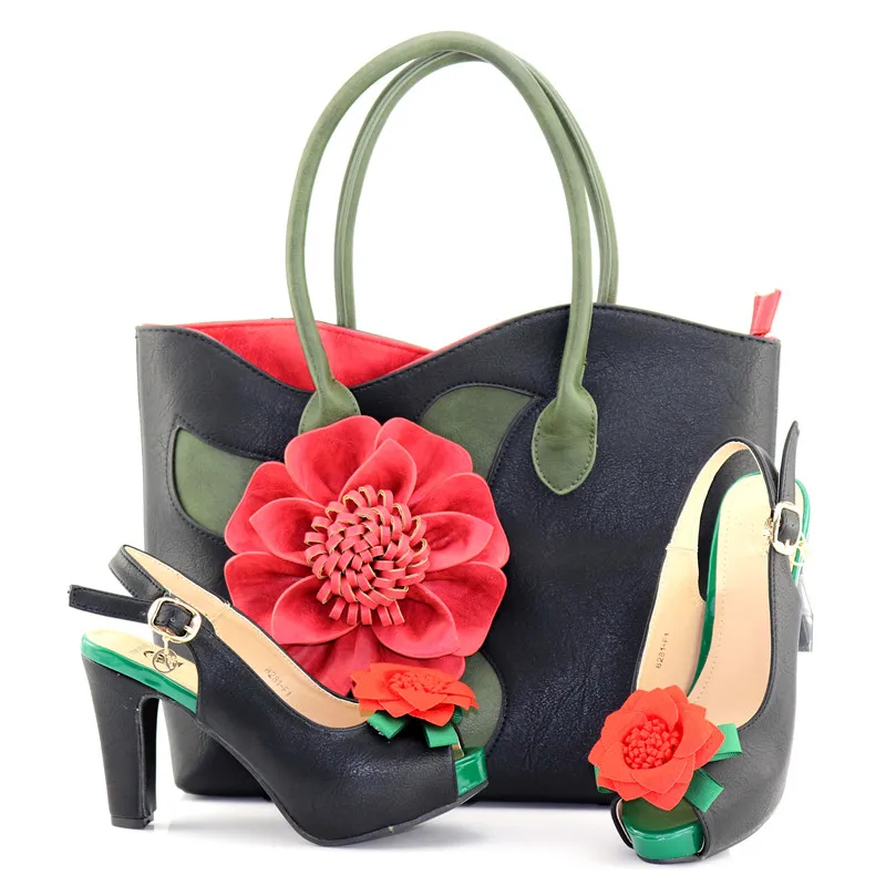 

2018 Top fashion Nigeria Party ladies bridal shoes and matching bags 10.8cm high heels for women