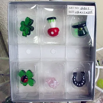 

Custom lovely glass leaves, hat Easter miniature Statues decoration set Home Furnishing gardening animal cartoon ornaments 6