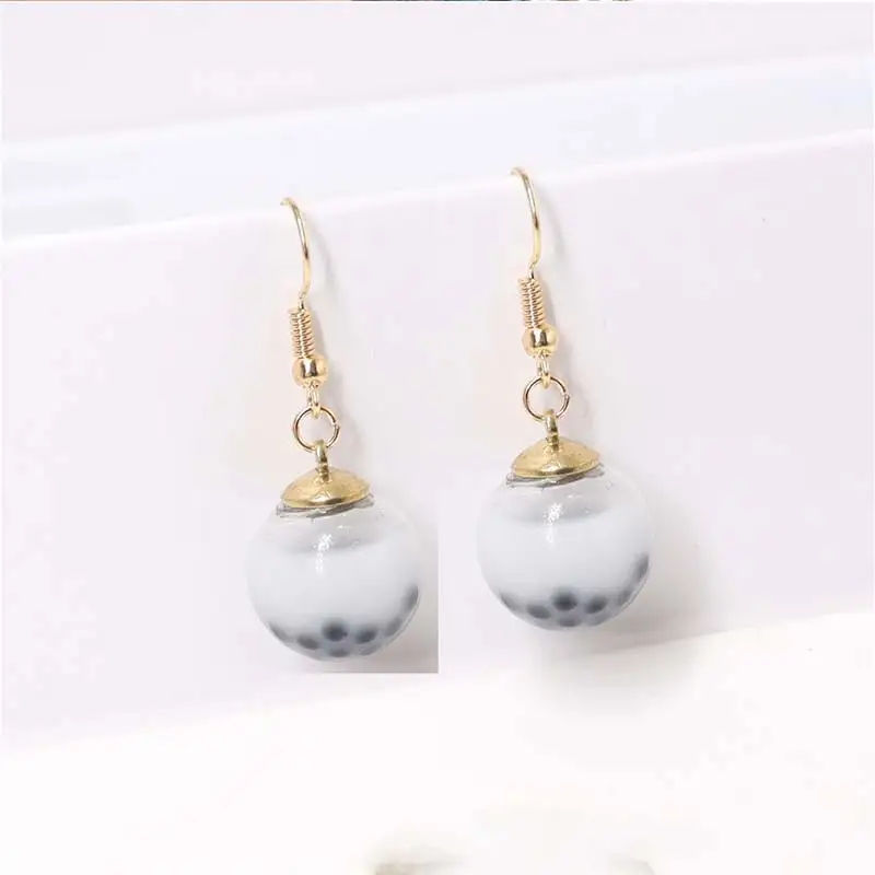 Personality Resin Milk Tea Drink Earring Girls Gifts Colors Candy Color Creative Unique Bubble Tea 45 Colors Drop Earrings 1Pair