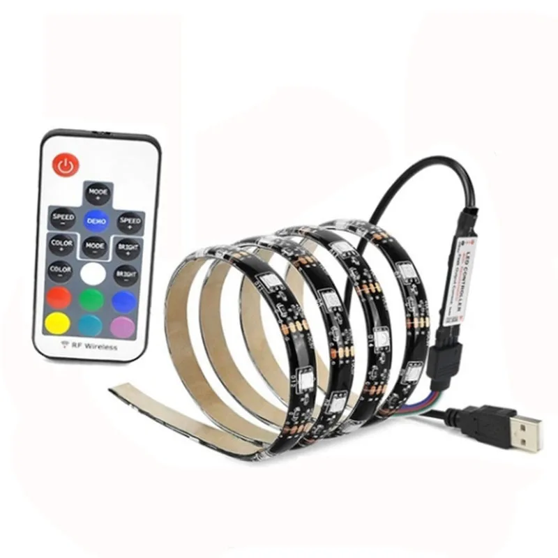 

DC 5V 5050 SMD RGB USB cable Power LED Strip light USB LED Light Strips lamp Flexible Tape with Remote control 1M 2M 3M 4M 5M
