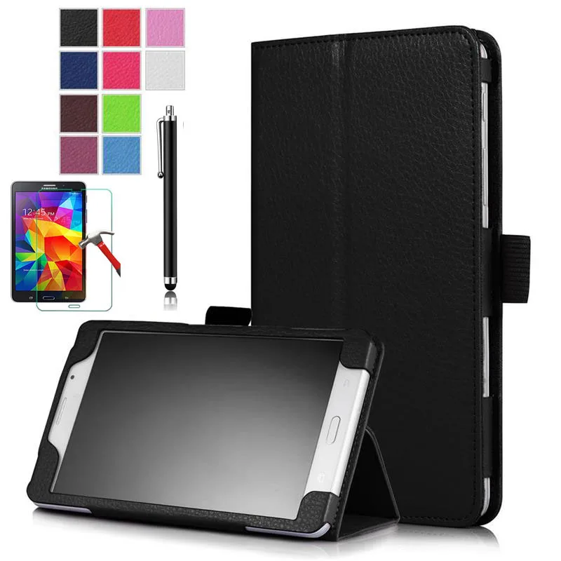 

XSKEMP Leather Case For Samsung Galaxy Tab 4 10.1" T530 T531 T535 Flip Cover Tablet Stand Bags Tempered Glass Screen Protector