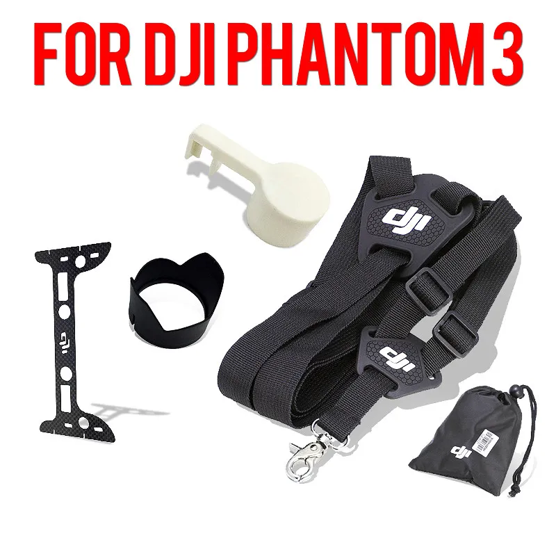 4pcs/set DJI Phantom 3 Accessories COMBO Camera Lens Cover +Sun Hood Cover+Remote Control Neck Strap Belt+Gimbal Protect Plate