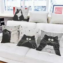 Urijk Cartoon Cat Printed Throw Pillow Linen Sofa Car Seat Cushion Home Decoration Pillow 45cm 45cm