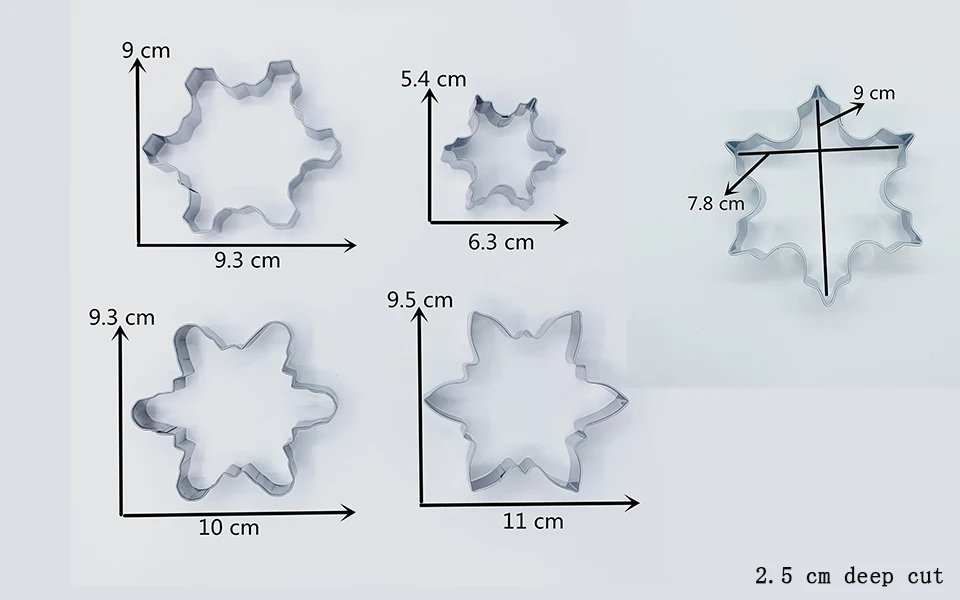 KENIAO зима в форме снежинки для печенья резак набор Рождественские ножи для мастики-5 различных размеров и формы-печенье из нержавеющей стали