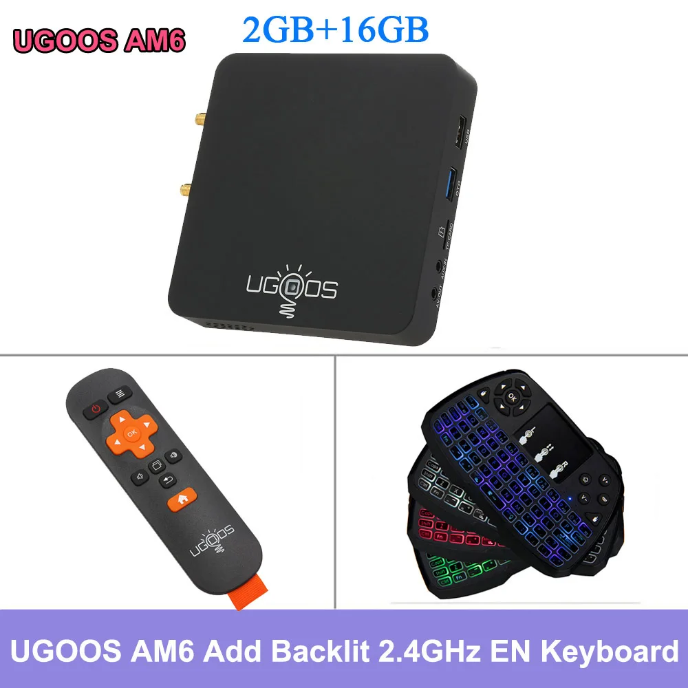 ТВ-бокс UGOOS AM3/AM6 Android 9,0 2 GB/16 GB 2,4G& 5G WiFi телеприставка Amlogic S922X 1000M LAN BT 5,0 4K HD Smart медиаплеер - Цвет: 2G Add EN-Keyboard