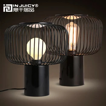

Modern Nordic Metal E27 Led Desk Lamps Iron Edison Table Lights Bedside Bedrooms Dining Living Rooms Hall Cafe Bar Decor Black