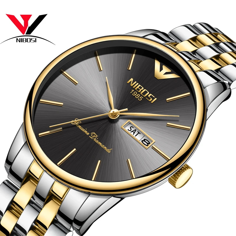 

NIBOSI Fashion Luxury Brand Watch Men's Stainless Steel Strap Quartz Casual Sports Watch Chronograph Men's Watch Men's Relogio