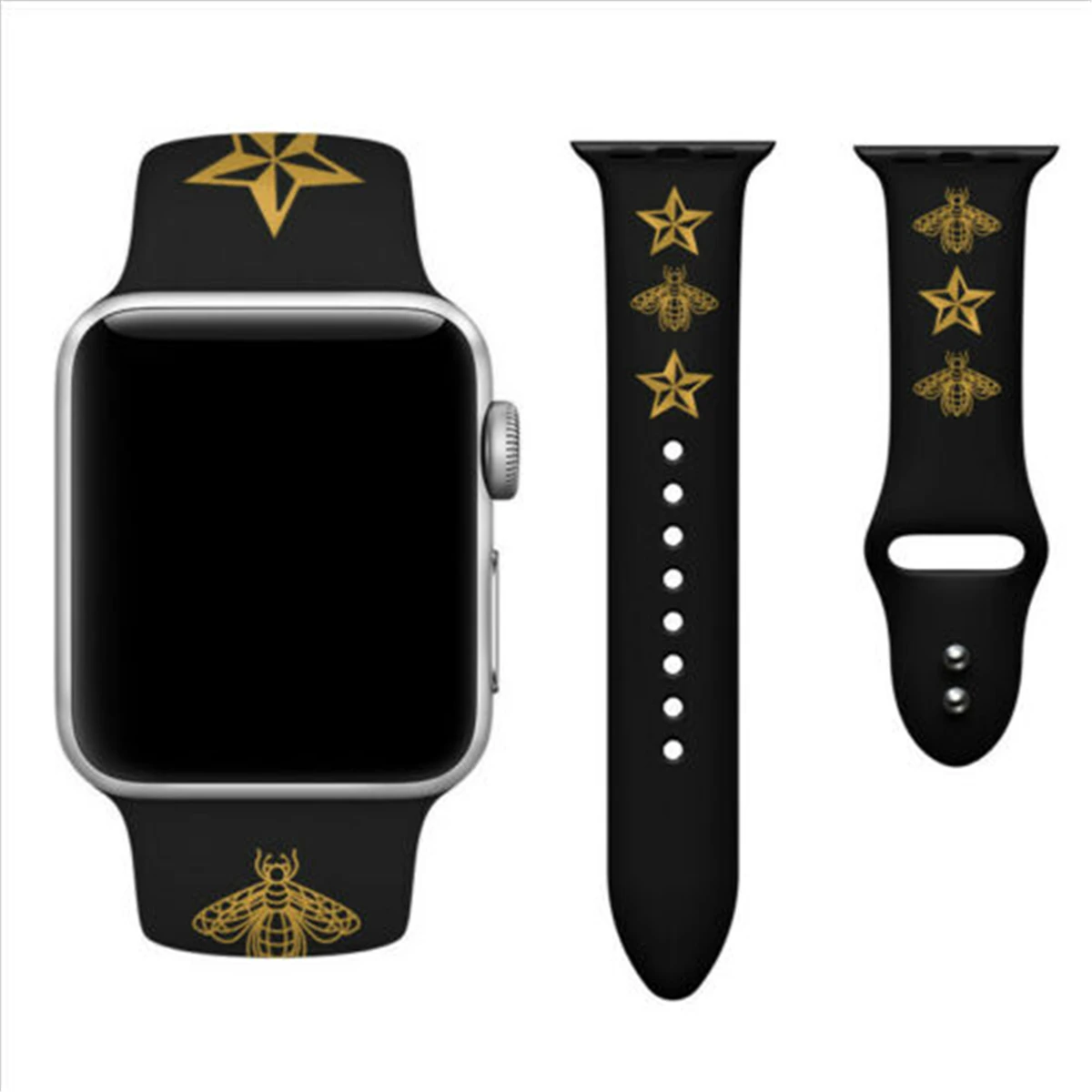 

Apple Bee Star Color Printing Silicone Strap Sport Soft Strap for Apple Watch iWatch Series 2 3 4 38/40/42/44 mm