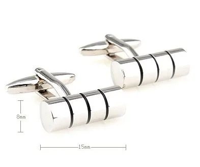 Men Gift Brass Cuff Links Wholesale&retail Silver Color Copper Material Fashion Cylinder Design