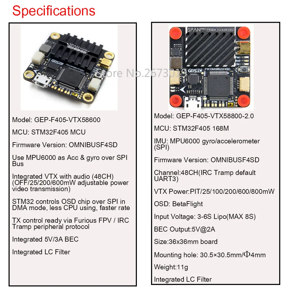 Контроллер полета GEPRC SPAN F405 48CH VTX AIO плата FC 30 5*30 5 мм OMNIBUSF4SD пожарная посуда для FPV