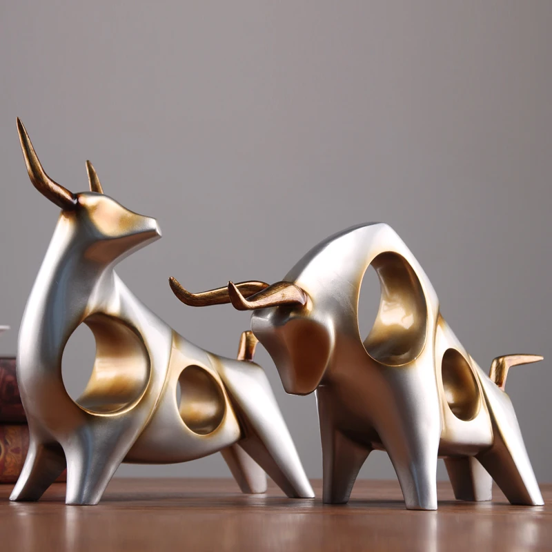 

Creative cattle statue ox home decor living room Sculpture gradevin wine TV cabinet ornament crafts Abstract Animal figurines