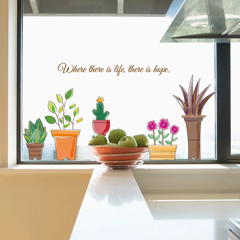 

SK7017 Pot Plant flowers DIY Wall Sticker Living room Nursery Sofa Background Wall Mural Art Removable Poster