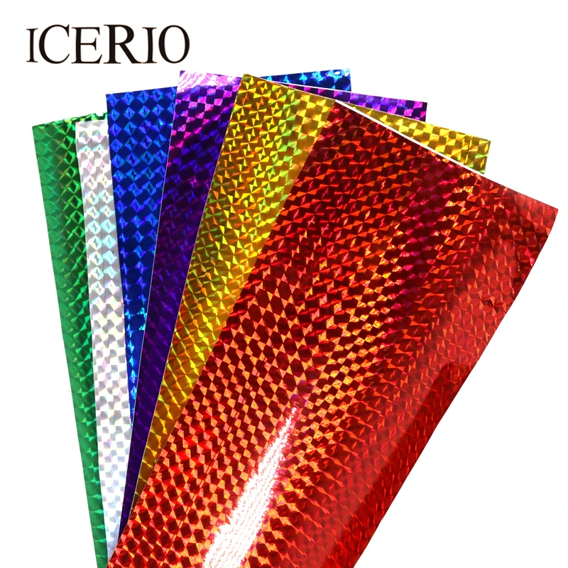 ICERIO, 6 шт., 10*20 см, Голографическая клейкая пленка, вспышка, лента для изготовления приманки, для завязывания мушек, материал, металл, жесткие приманки, цветные наклейки