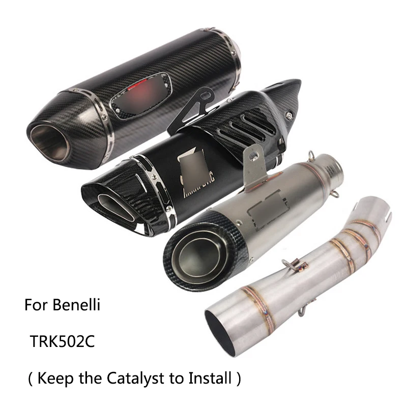 

For Benelli TRK502C Exhaust Pipe Slip On Motorcycle Mid Pipe 51 mm Exhaust Tail Pipe No Db Killer Escape Keep Original Catalyst