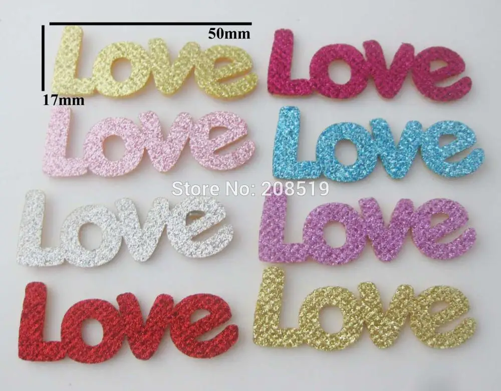 

PANVAN padded glitter patches Love pattern 50pcs hand made hairpins accessories